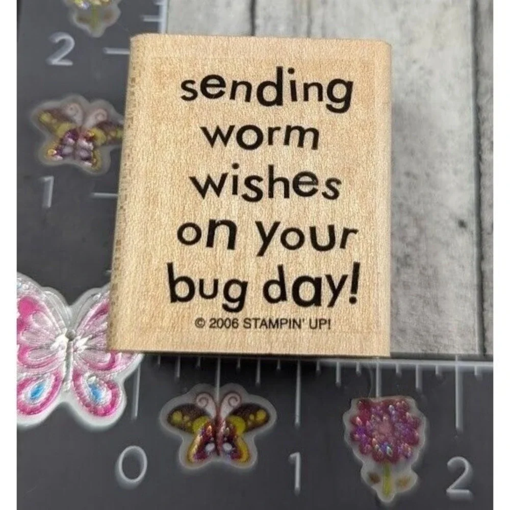 Stampin' Up! Sending Worm Wishes Bug Day Rubber Stamp Wood #A57